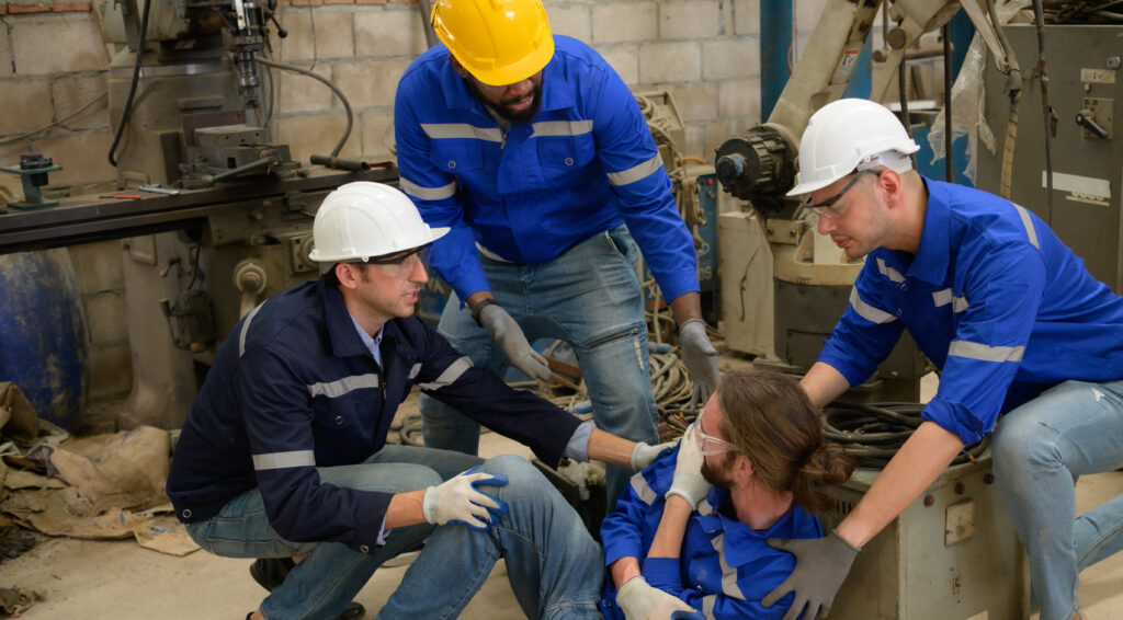 Construction worker suffering injury on the job